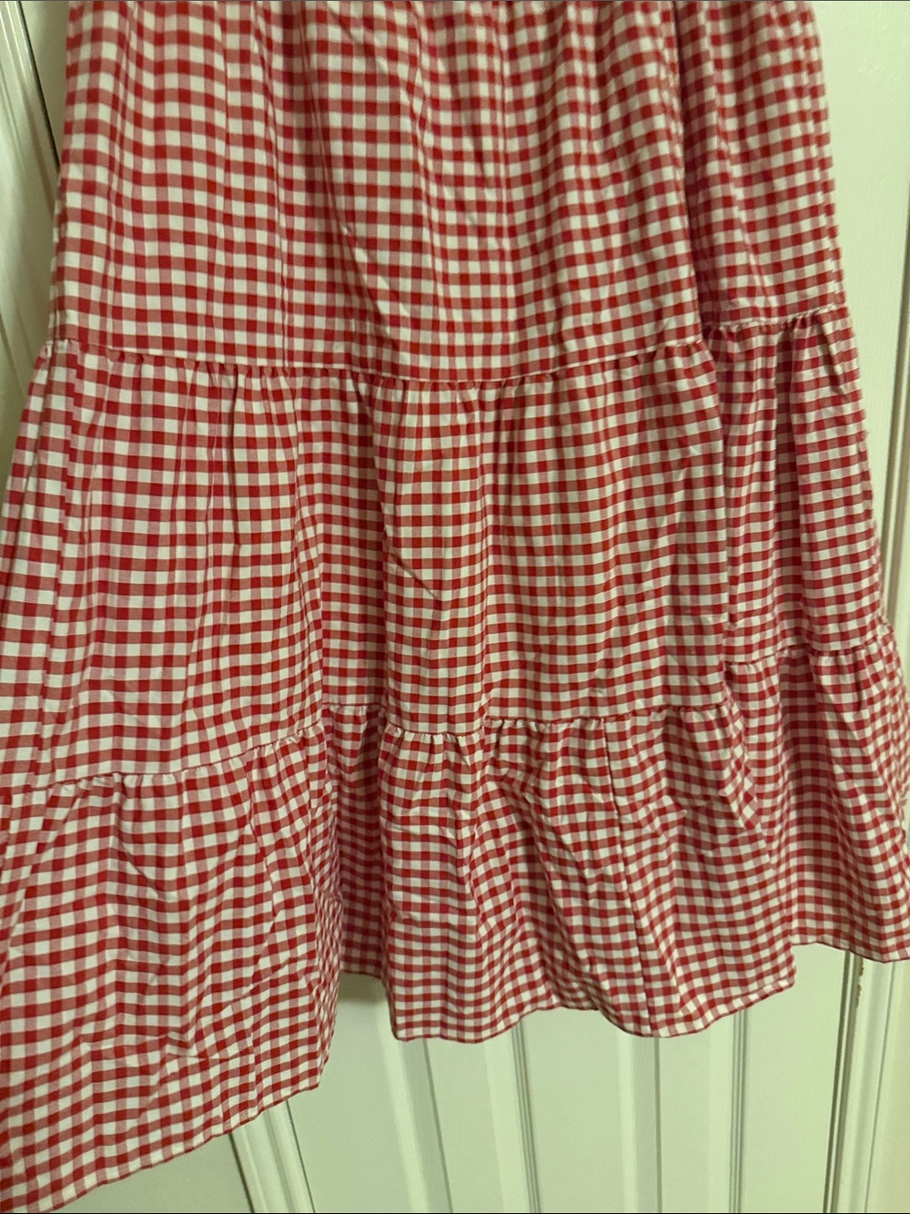 Red Gingham Tiered Midi Skirt - Picture 3 of 4
